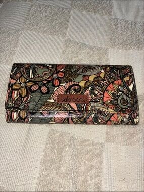 Sakroots Floral Folded Wallet in Pink, Coral, Yellow & Green